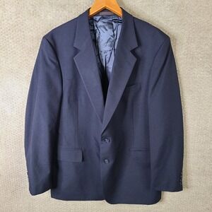 Christopher Brooks Jacket Mens 46L Blue Wool Blend Blazer 2‎ Button Suit Coat